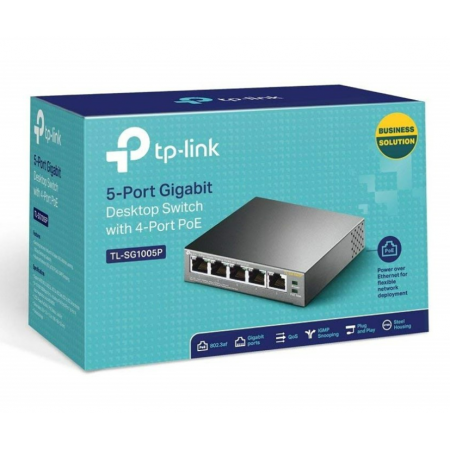 SWITCH TP-LINK 5P 10/100/1000 Mps TL-SG1005P C/POE